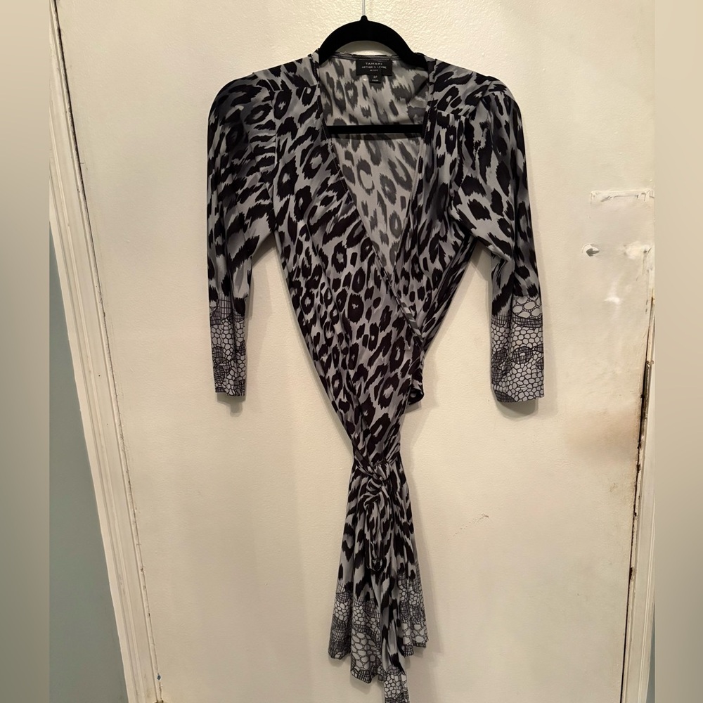 Tahari Leopard Print Wrap Dress